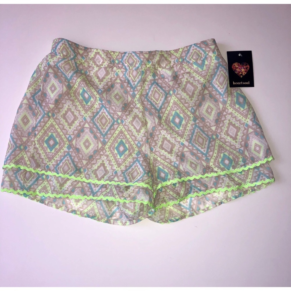 Blue green & beige casual shorts Small